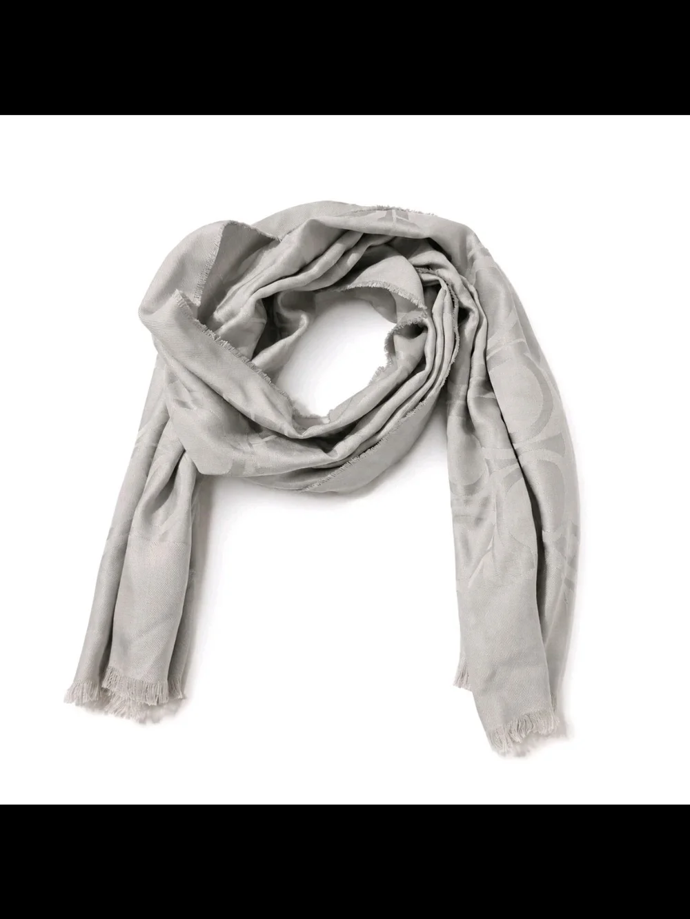 Salvatore Ferragamo Gancini Silk Wool Scarf Gray Silver Made in Italy Unisex